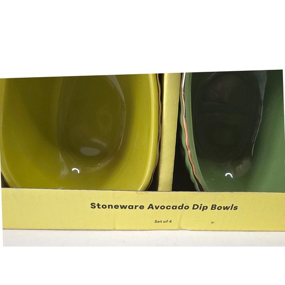 NEW Tabitha Brown Stoneware Avocado Dip Bowls Set of 4 Green Yellow - Picture 4 of 5